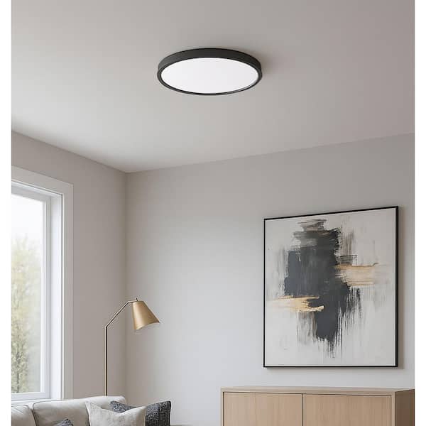 AFX Edge Round Large 16 in. 1-Light Black Outdoor Integrated LED