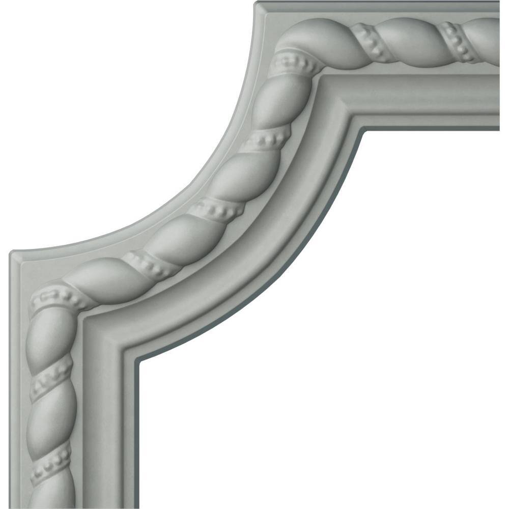 8" White Polyurethane Rope Panel Moulding Corner