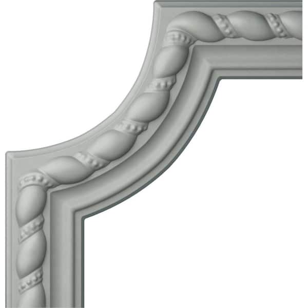 Ekena Millwork 8 in. x 7/8 in. x 8 in. Urethane Devon Rope Panel Moulding Corner (Matches Moulding PML02X00DE)