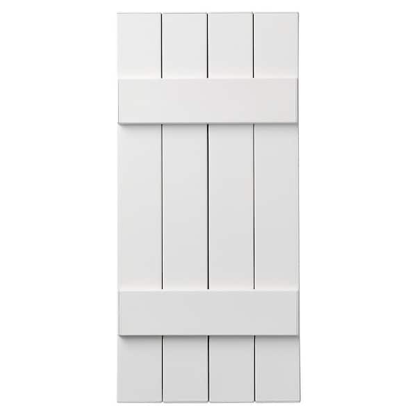 Ply Gem 15 in. x 43 in. Polypropylene 4-Board Closed Board and Batten Shutters Pair in White