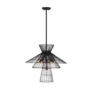 Alito 6-Light Matte Black Chandelier with Iron Shade
