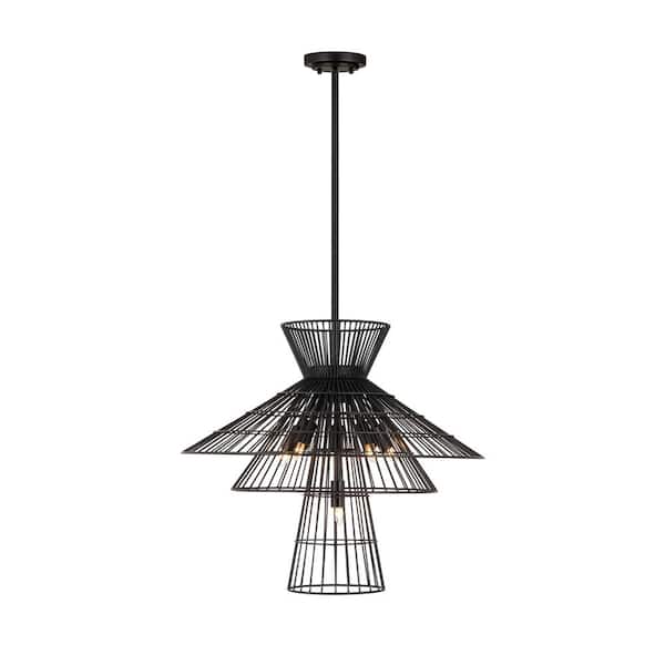 Unbranded Alito 6-Light Matte Black Chandelier with Iron Shade