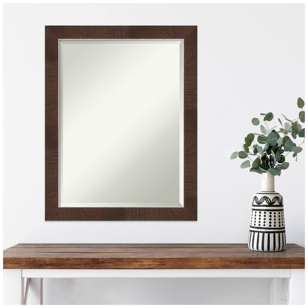 Wildwood Brown and Silver Wood Framed Rectangular Wall Mirror