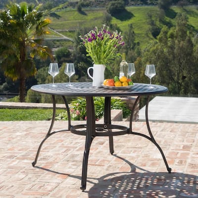Yaretzi Circular Cast Aluminum Outdoor Dining Table