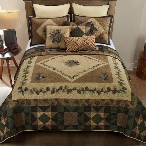 DONNA SHARP Antique Pine UCC 3-Piece Multi Color Polyester Queen Quilt ...