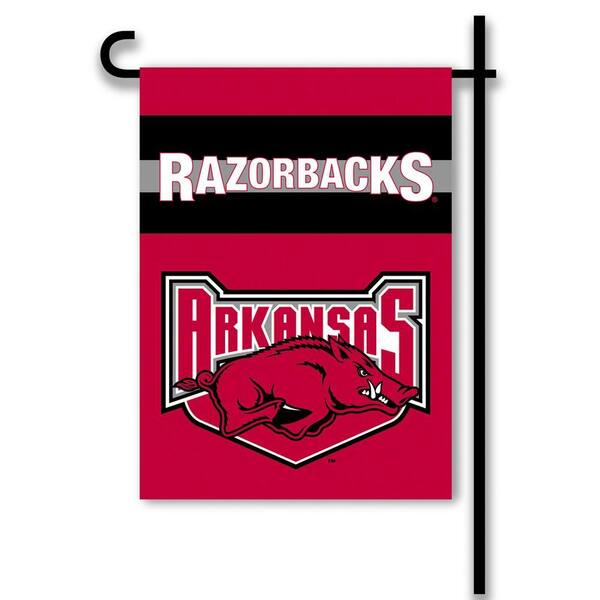 BSI Products NCAA 13 in. x 18 in. Arkansas 2-Sided Garden Flag Set with 4 ft. Metal Flag Stand-DISCONTINUED