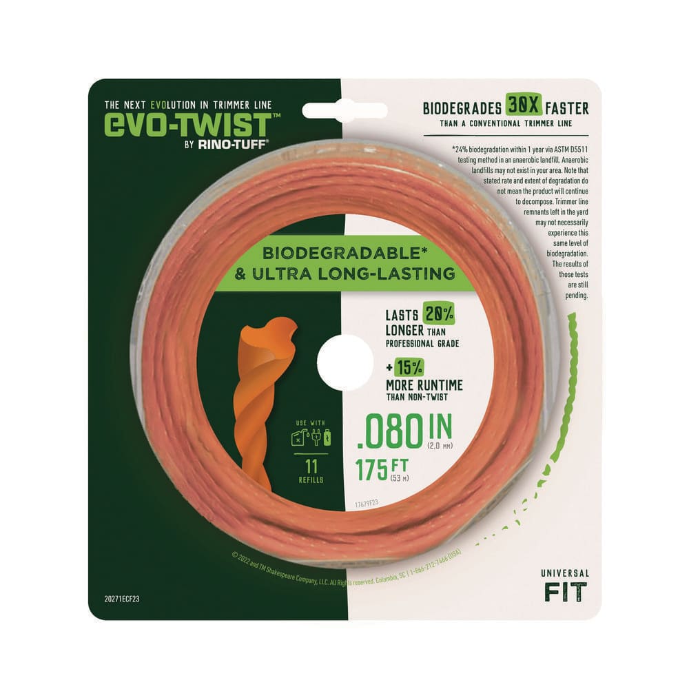 Rino-Tuff Universal Fit 0.080 in. x 175 ft. Evo-Twist Trimmer Line for Gas,  Corded and Cordless String Grass Trimmer/Lawn Edger 17679 - The Home Depot