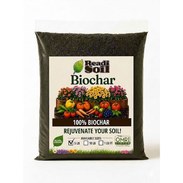 5 lbs. Organic Biochar Soil Amendment - Carbon-Rich Conditioner for Water Retention and Root Growth