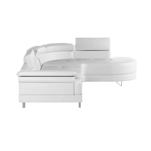 Poundex Bobkona 2 Piece White Faux Leather L Shaped Sectional Sofa With Adjustable Headrests Pdex F6985 The Home Depot Faux Leather L Shaped Sectional Sofa, Poundex White Leather Modern Sectional Sofa