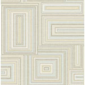 Attersee Squares Metallic Gold, Powder Blue, and Taupe Paper Strippable Roll (Covers 56.05 sq. ft.)