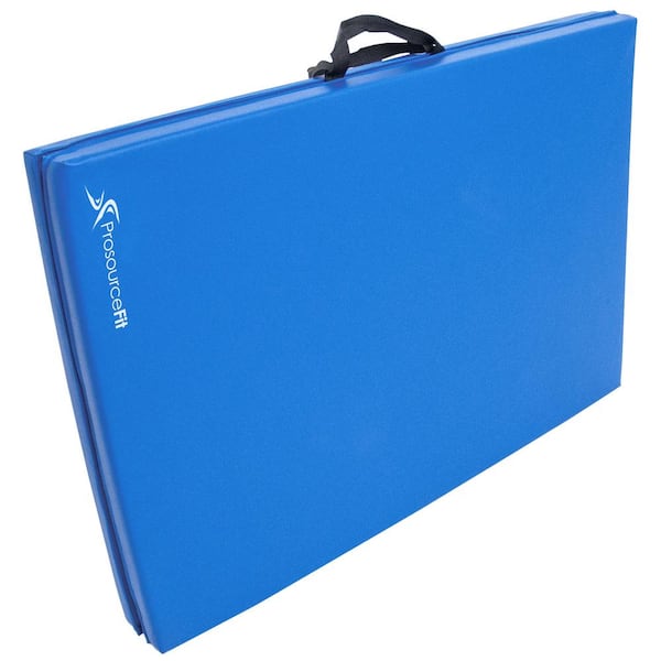 PROSOURCEFIT Tri-Fold Folding Thick Exercise Mat Blue 6 ft. x 2 ft