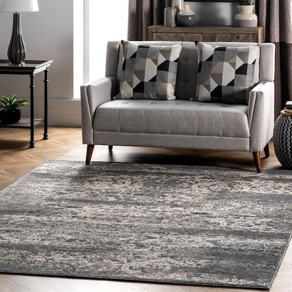 Vintage Freja 9 ft. x 12 ft. Dark Gray Indoor Living Room/Bedroom/Dining Room Area Rug