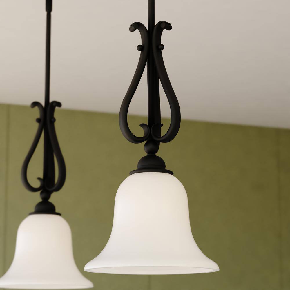 Monrovia Oil Rubbed Bronze Mini Pendant with Etched White Glass