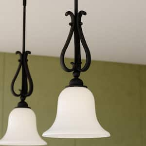 Monrovia Bronze Traditional Mini Pendant Ceiling Light with White Glass