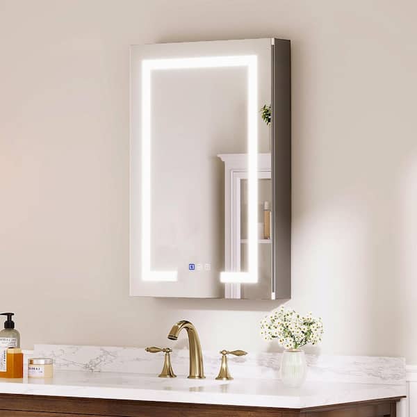TOOLKISS 24 in. W x 36 in. H Rectangular Black Aluminum Recessed