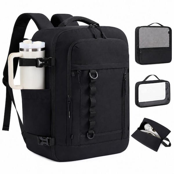 40L Waterproof Travel Backpack, Flight Approved Carry on Personal Item with 3 Packing Cubes, Fits 17.3 in. Laptop