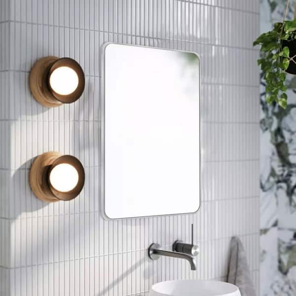LuxHomez 20 in. W x 30 in. H Silver Vanity Rectangle Wall Mirror Aluminum Alloy Frame Bathroom Mirror