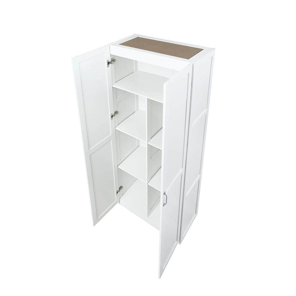 White Matte Freestanding Wardrobe with 7 Shelves