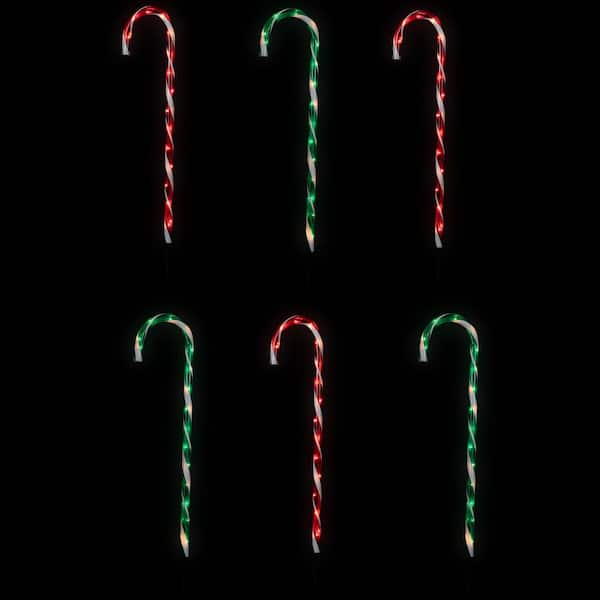 Lighted Outdoor Candy Cane Christmas Pathway Lights-28"-Red/Green-Set of 6