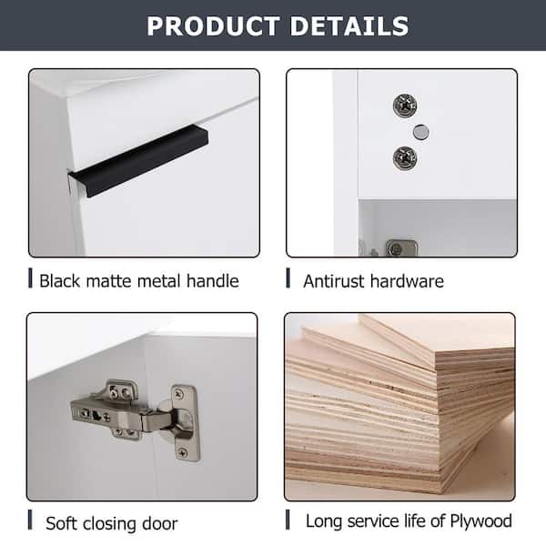 16.80 in. W x 11.60 in. D x 21.30 in. H Floating Wall-Mounted Bath Vanity in Gloss White with White Ceramic Top