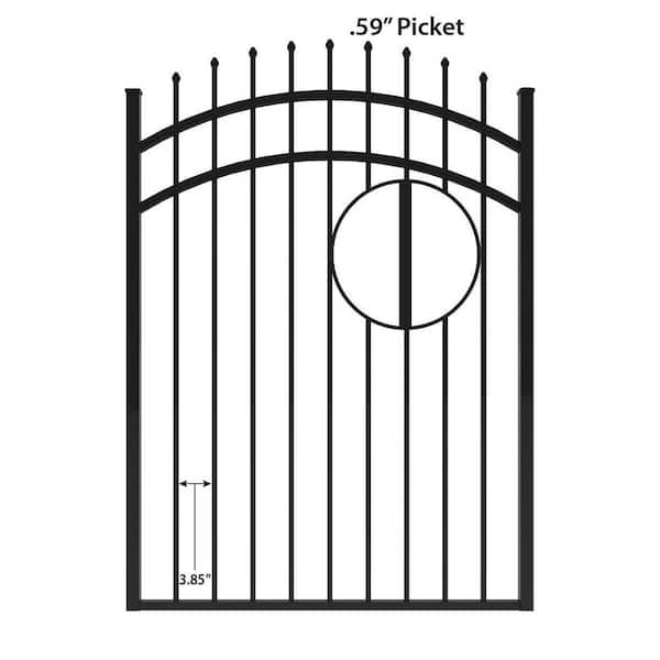 FORGERIGHT Osprey 4 ft. W x 5 ft. H Black Aluminum Fence Gate