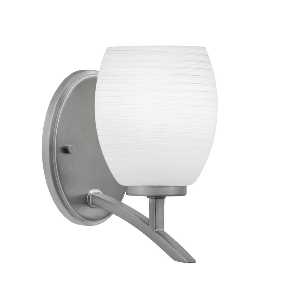 Siena 5 in. 1-Light Graphite Sconce with 5 in. White Linen Glass Shade No B