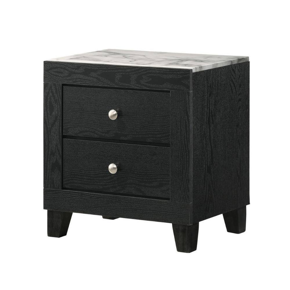 21.5 in. Black, White and Chrome 2-Drawer Wooden Nightstand price history on PriceWatchPro