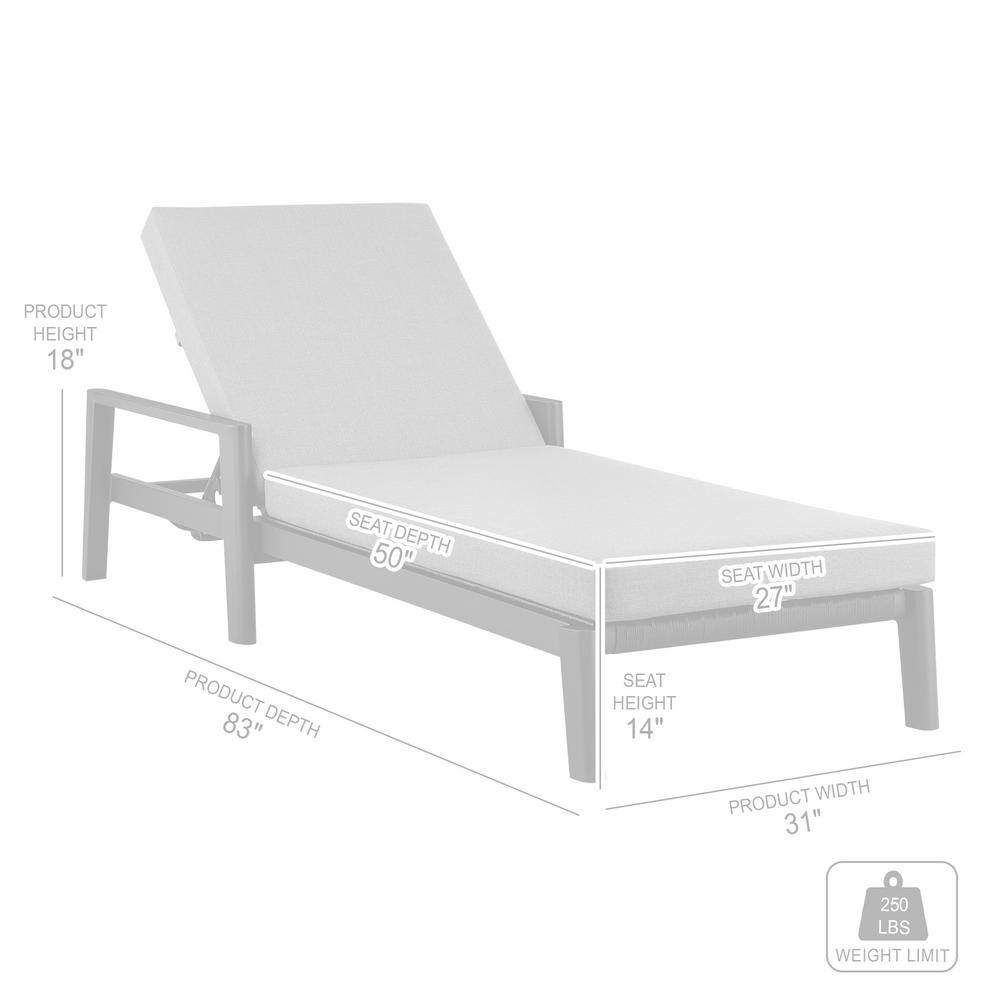 Grand Black Aluminum Outdoor Chaise Lounge with Gray Cushions