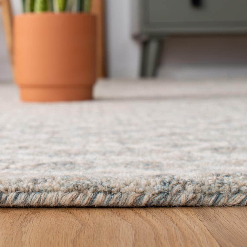 Handmade Off-White Abstract Wool 11' x 15' Reversible Rug