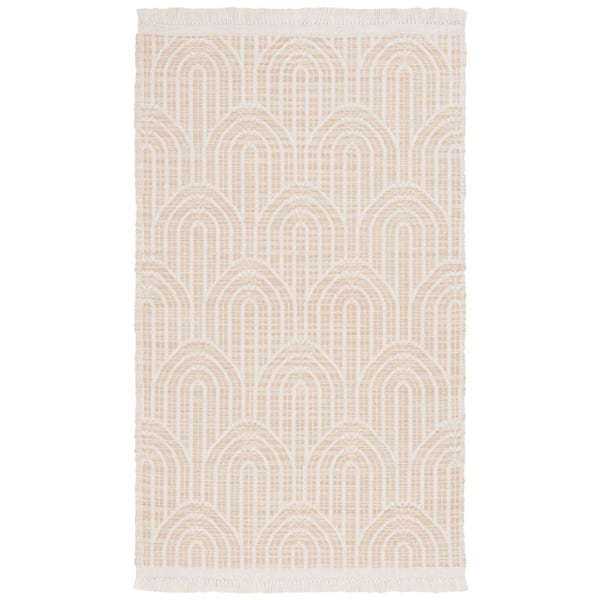 Kilim 5 ft. x 8 ft. Gold/Ivory Geometric Arches Area Rug