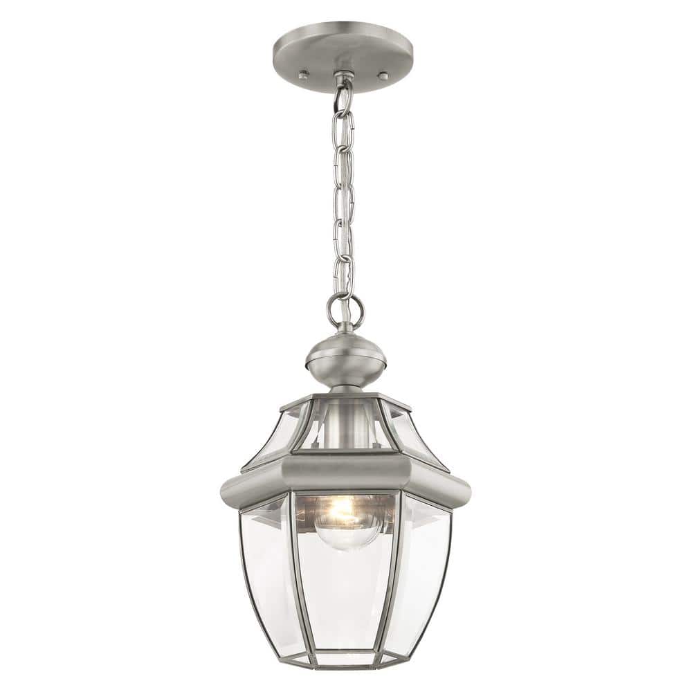Monterey Brushed Nickel Glass Outdoor Pendant Light