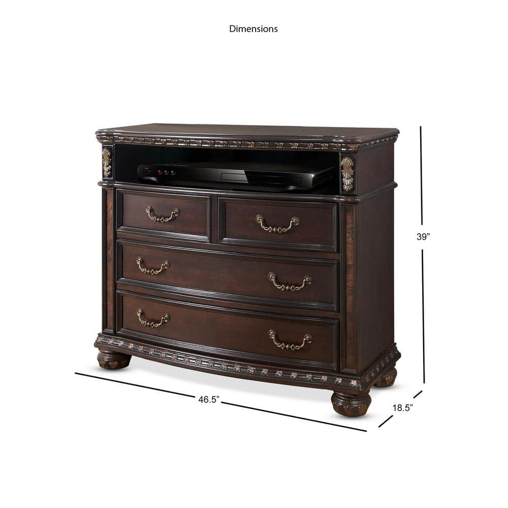 Rich Cocoa Brown Media Chest with Dovetail Drawers