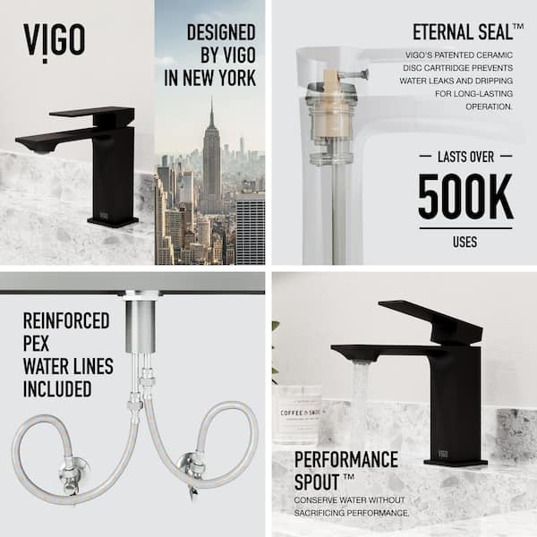 VIGO Dunn Single Handle Single-Hole Bathroom Faucet in Matte Black