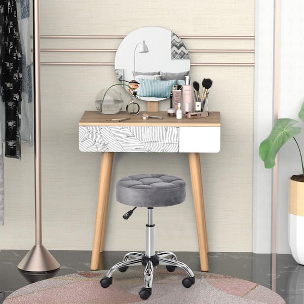 Vanity Stool Chair Dressing Room Make-up Stool Bedroom Office Chair Pink