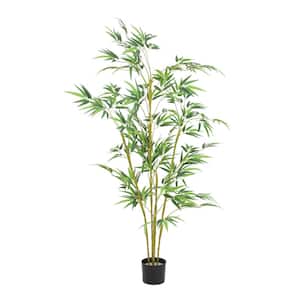 The Mod Greenhouse 60 " Artificial Real Touch Bamboo Tree in Black Matte Planter's Pot