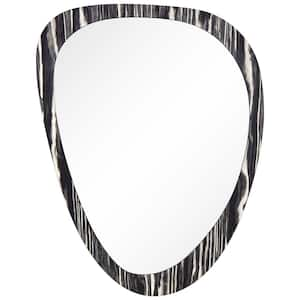 Irregular Wall Mirror Featuring a 31 in. x 23 in. Center Mirror on an Exotica-Stained Veneer 2 in. Frame 35 in. x 27 in.