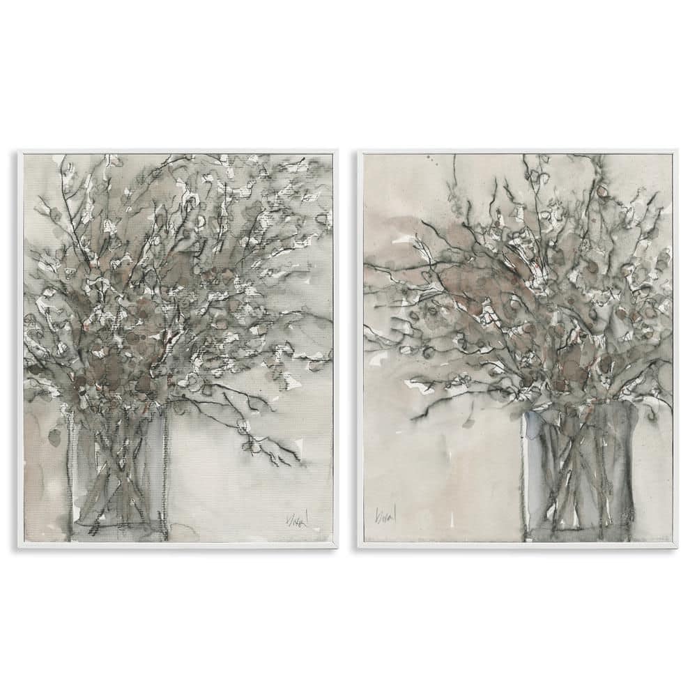 Charcoal Sketched Vase by Samuel Dixon 2 Pieces White Framed Nature Giclee Art Print 30 in. x 24 in. price history on PriceWatchPro