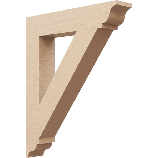 Ekena Millwork 3.5 in. x 24 in. x 20 in. Traditional Traditional Rough Cedar Woodgrain Timberthane Polyurethane Bracket, Primed Tan
