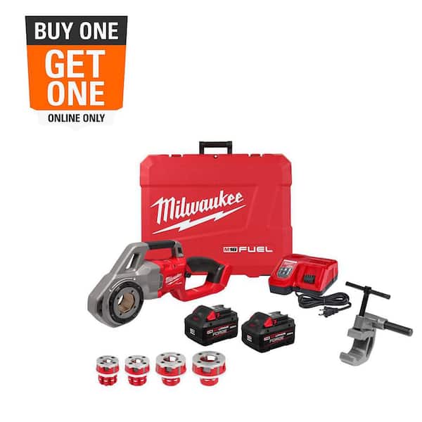 M18 FUEL One-Key Cordless Brushless Compact Pipe Threader Kit W/(2) 8.0Ah Batteries, 1/2 in. - 1-1/4 in. Aluminum Dies