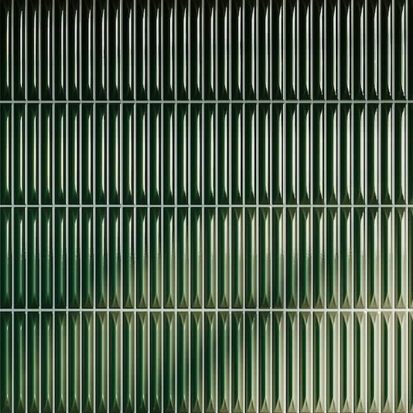 Stria Victorian Green 7.87 in. x 7.87 in. Glossy Ceramic Stacked Tile Sample