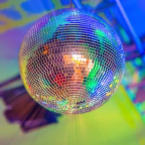 Mirror Disco Ball 20 in. x 20 in. Large Party Mirror Ball with Hanging Ring Lightning Disco Ball Party Decorations Globe