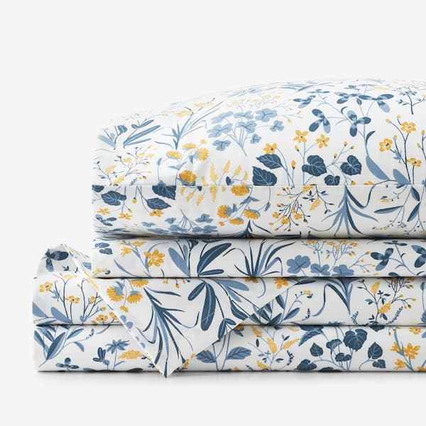 The Company Store Legends Hotel Palmeros Floral Wrinkle-Free White Multi Sateen Queen Sheet Set
