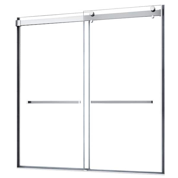CRAFT + MAIN Lagoon 60 in. W x 76 in. H Semi-Frameless Sliding Shower Door in Silver