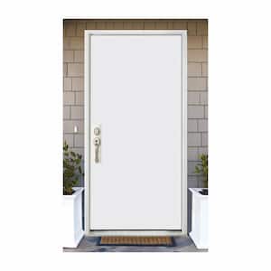 30 in. x 80 in. No Panel Left Hand/Outswing White Primed Fiberglass Prehung Front Door with 4-9/16 in. Jamb Size