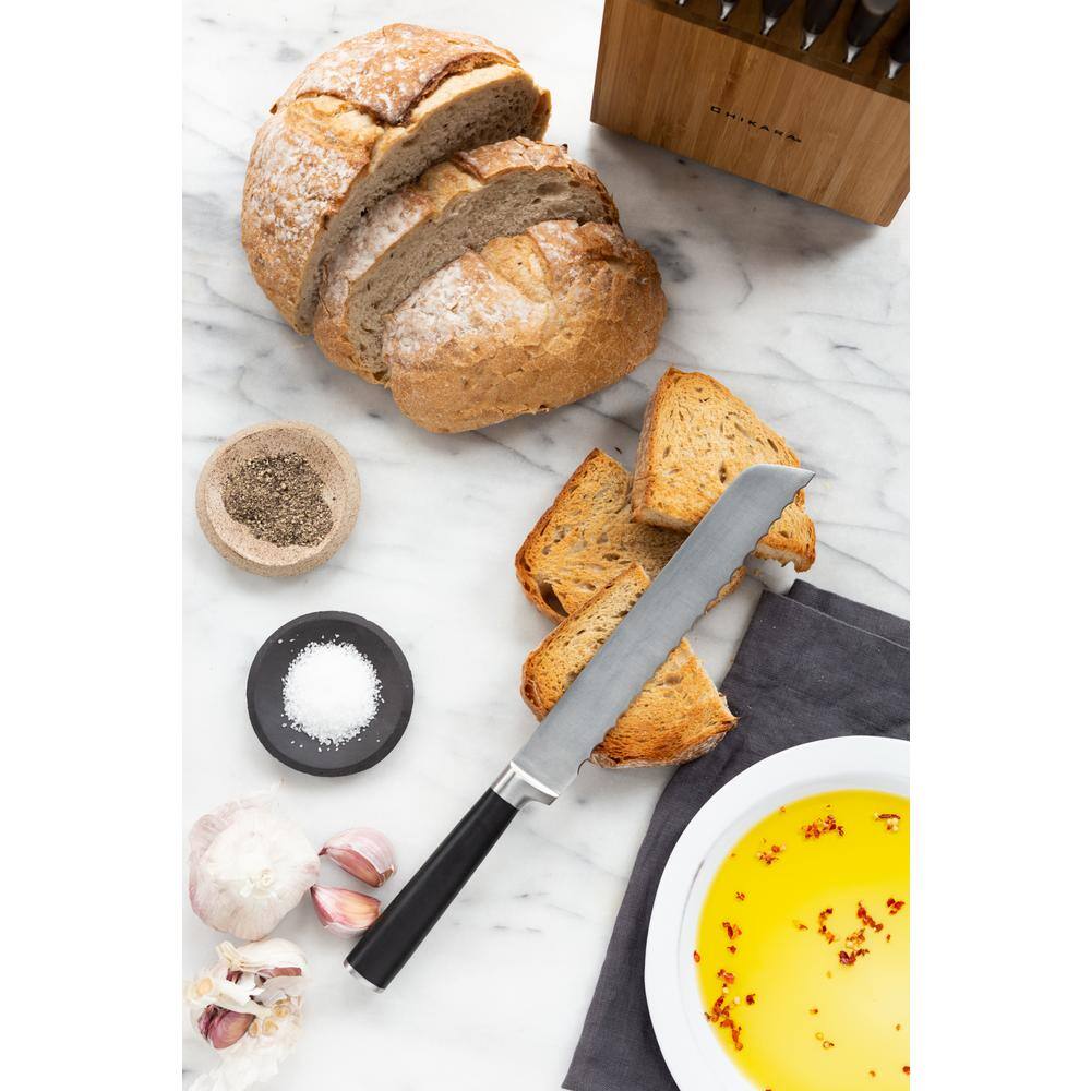 Ginsu Chikara 8pc Knife Block Set Toffee: Stainless Steel Kitchen Knives, Full Tang, Ergonomic Design, Hand Wash
