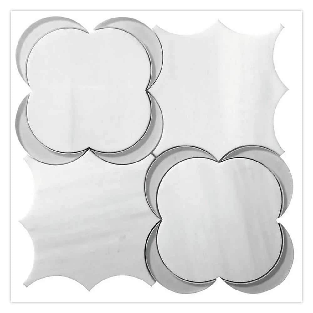 Elysian 11 in. x 11 in. Polished Floral White Gray Dolomite Marble Glass Mosaic Tile (4.28 sq. ft./case) 5-Pack price history on PriceWatchPro