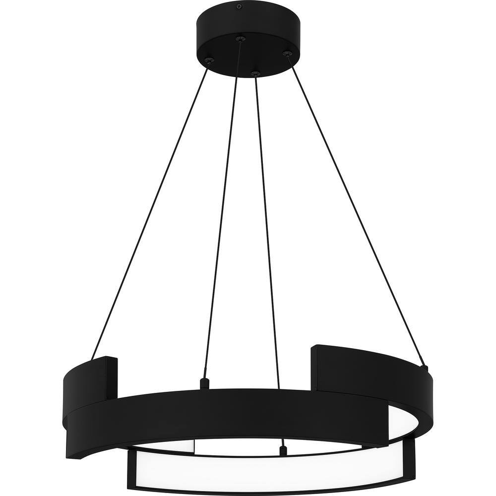 Hampton Bay Mcintosh Watt Integrated Led Matte Black Pendant Hd B The Home Depot