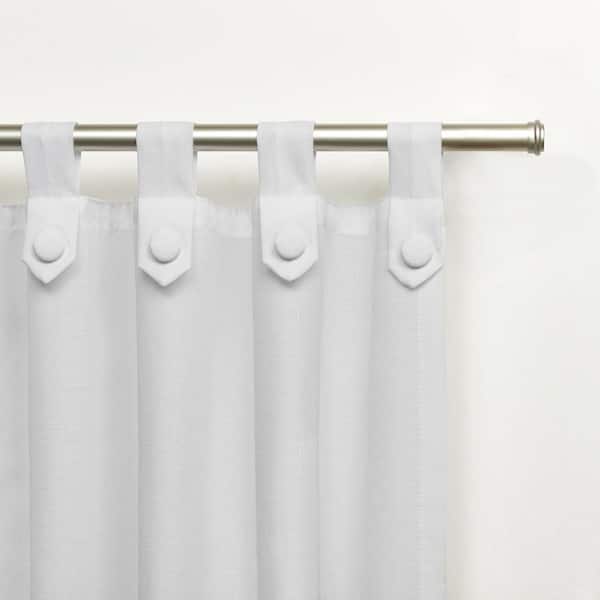 Loha Tuxedo Winter White Solid Light Filtering Tuxedo Tab Top Curtain, 54 in. W x 96 in. L (Set of 2)