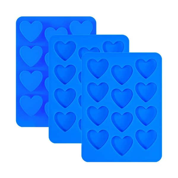 Heart Series 12-Cavity Silicone Red Chocolate Candy Ice Cube Mold Flexible Food Grade with Easy Release 3-Pack