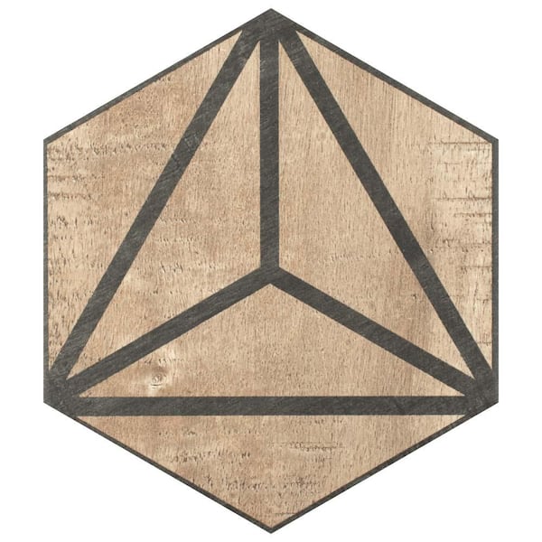 Merola Tile Sawnwood Tribeka Hex Brown 8-5/8 in. x 9-7/8 in. Porcelain Floor and Wall Take Home Tile Sample